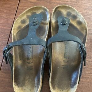 Birkenstock Black and Brown Leather Sandals